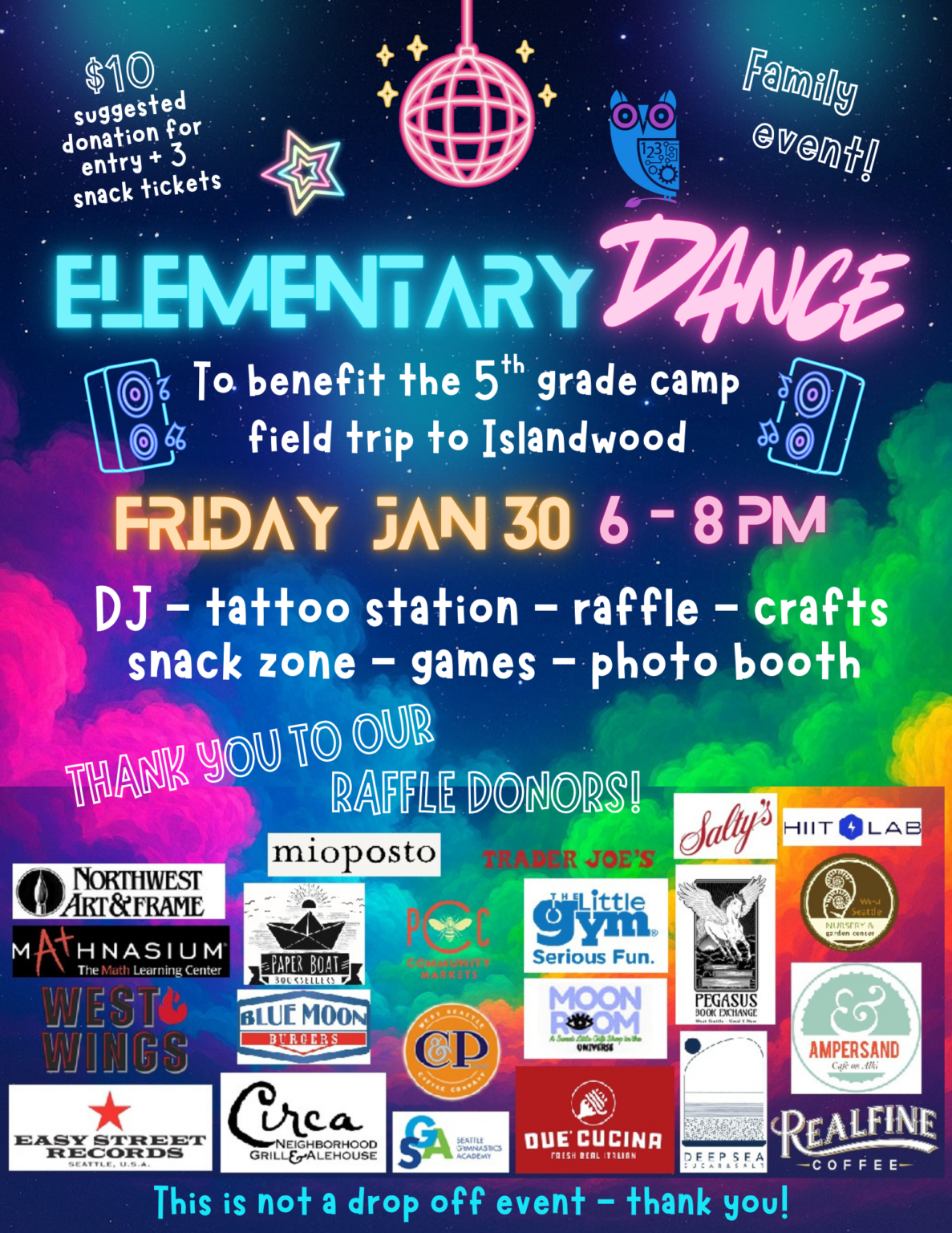 Family Dance & Raffle to Support the 5th Grade Camp Trip to Islandwood ...